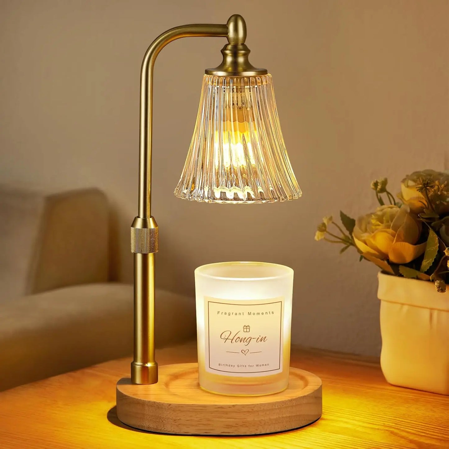 Timer Dimmable Candle Warmer Lamp, Adjustable Height Wax Melt Warmer