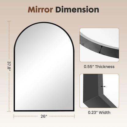 JHK 26"x38" Arched Metal Framed Wall  Hanging Mirror Glass Mirror