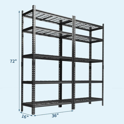 Garage Shelving - 2200 LBS Extremely Sturdy, Adjustable Metal Shelving 5 Tier Storage Shelves