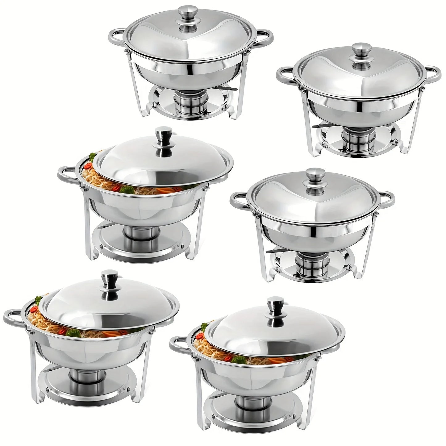 1/2/4/6/8 Packs 5-Qt Stainless Steel Chafing Dish