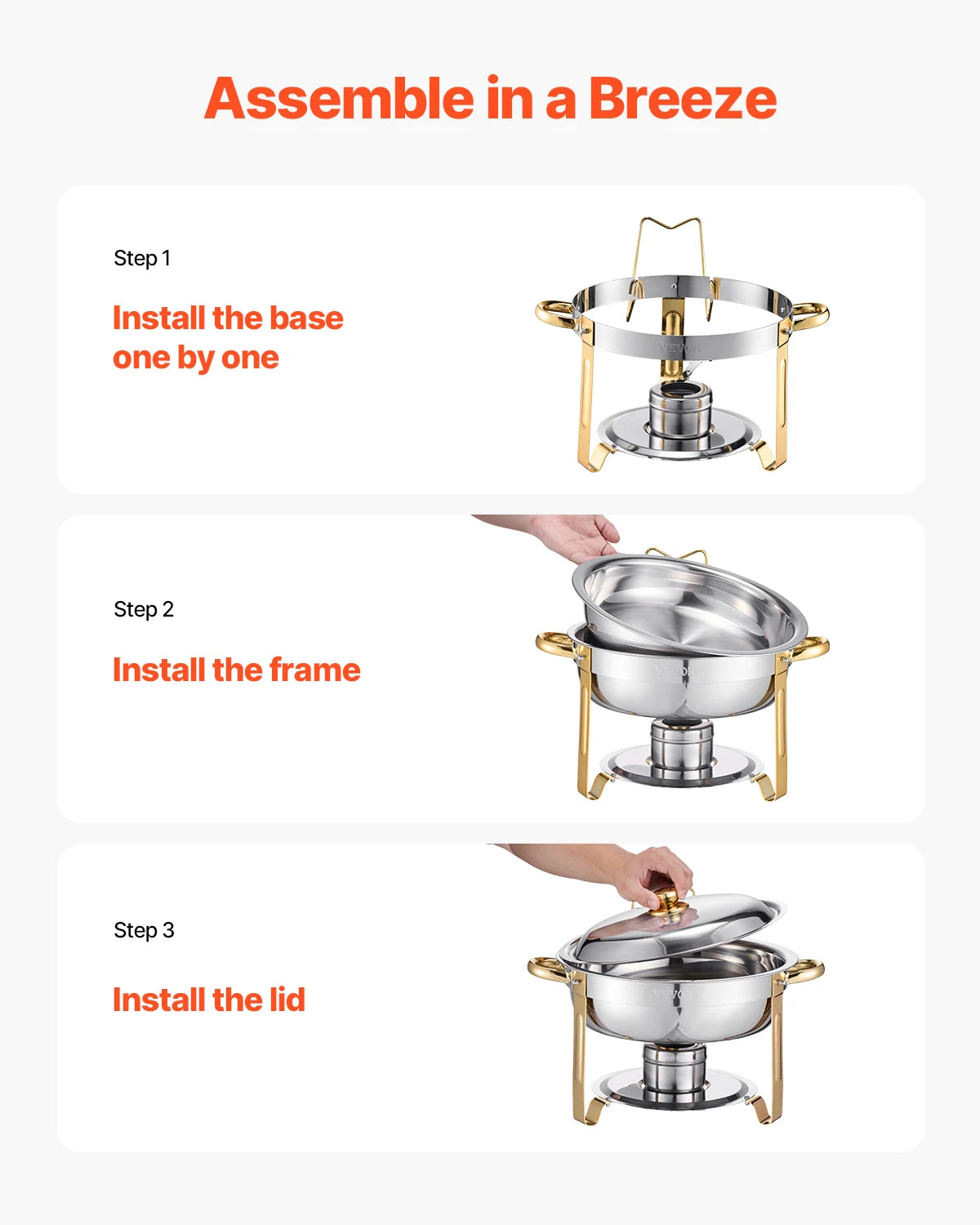 4 Pack Full Size Chafing Dish Stainless Steel w/Lids