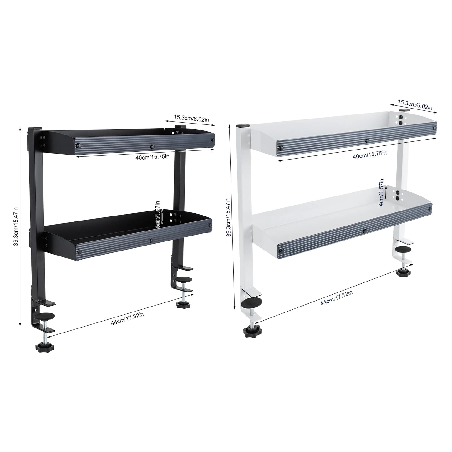 Adjustable 2-Tier Desk Shelf Clamp-On Storage