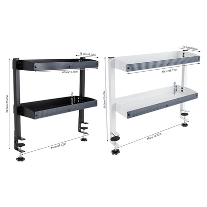 Adjustable 2-Tier Desk Shelf Clamp-On Storage