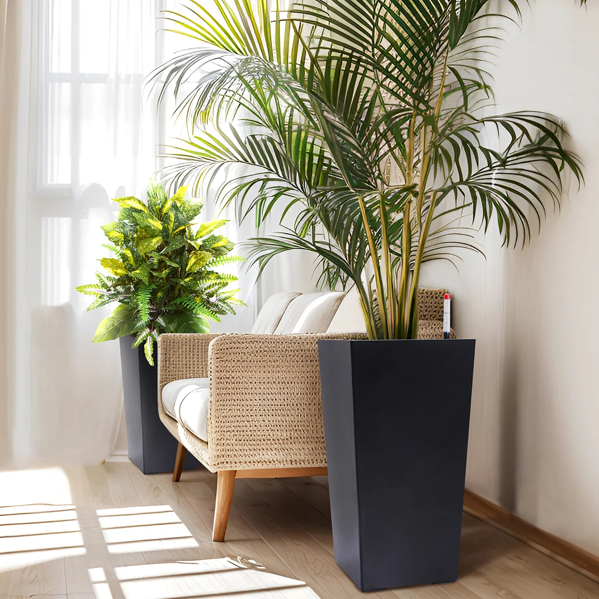 Rectangular Planters Set of 2, Large Plant Pots with Drainage- 16in. or 22.5 in