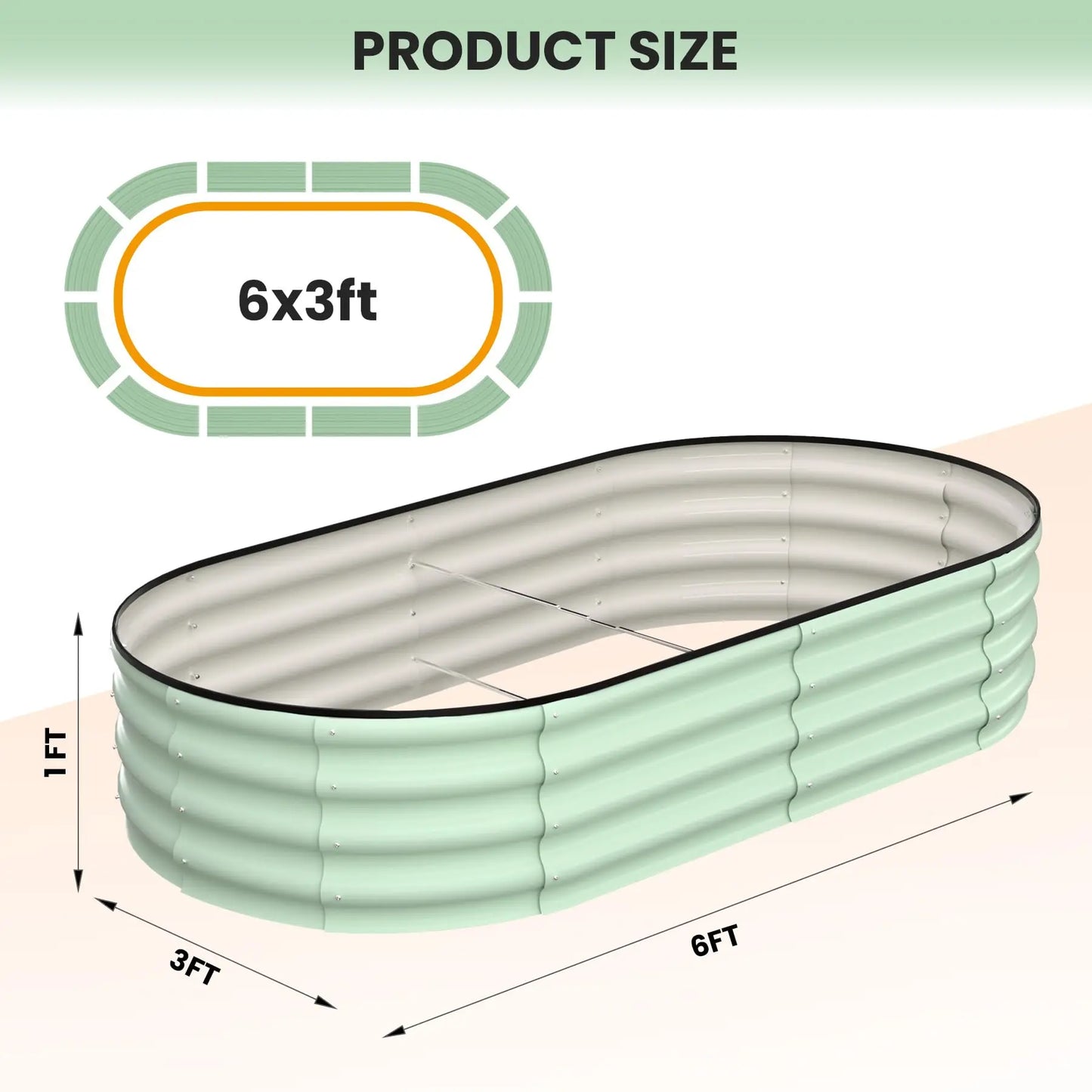 2-Pack Oval Galvanized Steel Raised Garden Bed- Open Base/Safety Edge
