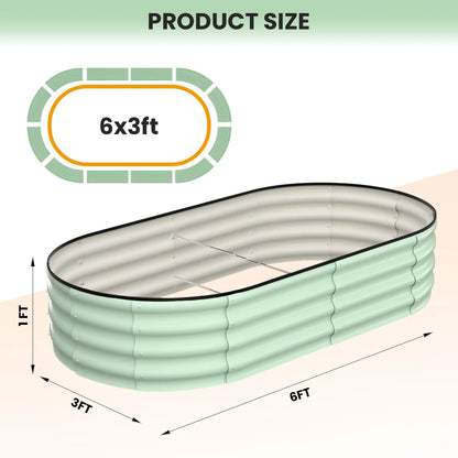 2-Pack Oval Galvanized Steel Raised Garden Bed- Open Base/Safety Edge