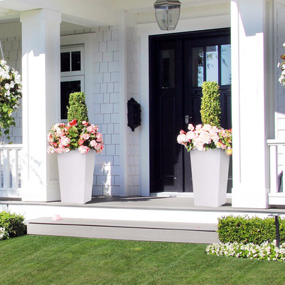 2 PCS- 22.4 in. Planter-Indoor/Outdoor Taper Planter w/ Shelf Insert-Plastic