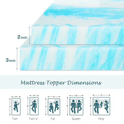 2-4 Inch Memory Foam Soft Mattress Topper -Gel Cooling