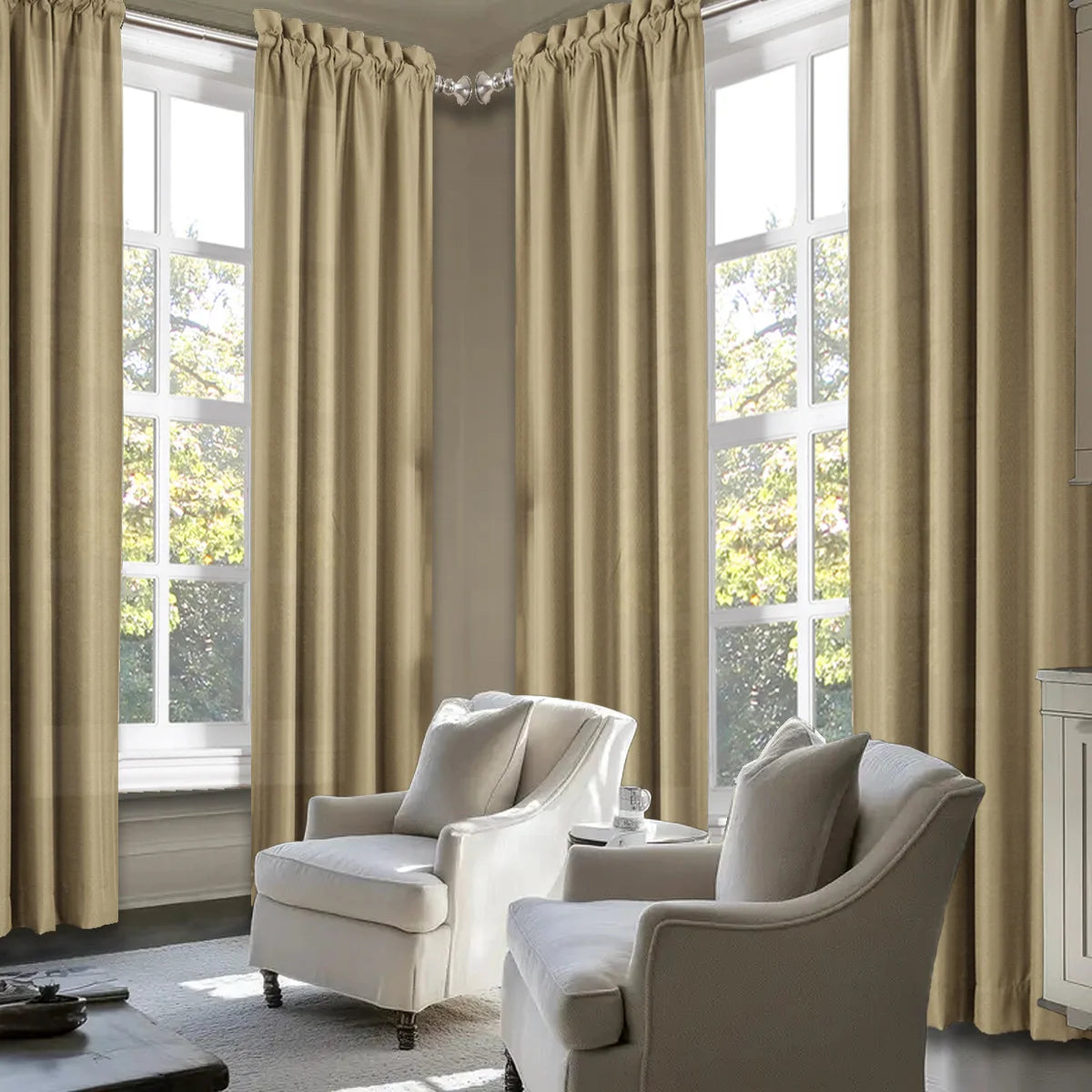 4pcs Light Filtering Curtains - Elegant Colour Fade-Resistant Polyester with Rod Pocket Design