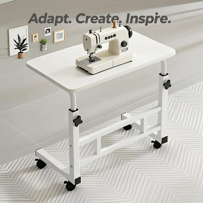 Adjustable Height Mobile Table with Lockable Wheels & Folding