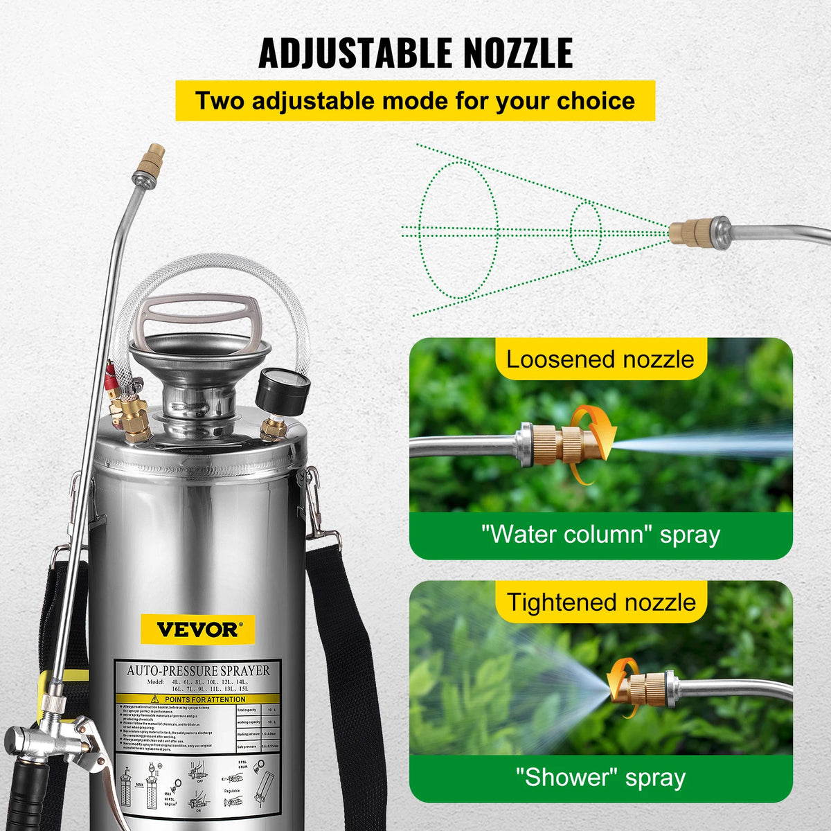 4-12L Hand Powered Sprayer Stainless Steel