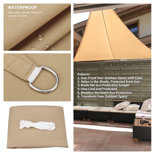 5x5x5/2x2x2M Waterproof Sun Shelter Triangle Sunshade