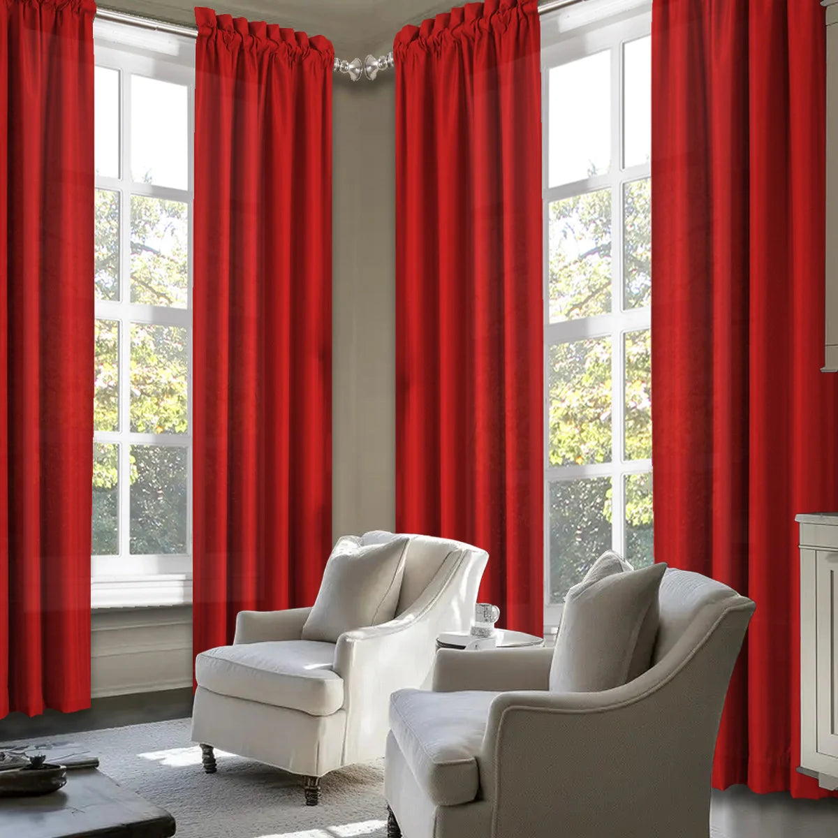 4pcs Light Filtering Curtains - Elegant Colour Fade-Resistant Polyester with Rod Pocket Design