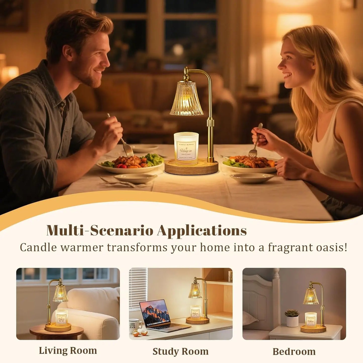 Timer Dimmable Candle Warmer Lamp, Adjustable Height Wax Melt Warmer