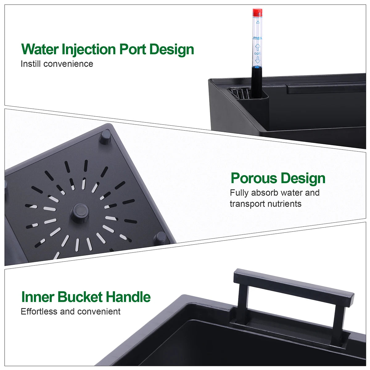 Rectangular Planters Set of 2, Large Plant Pots with Drainage- 16in. or 22.5 in