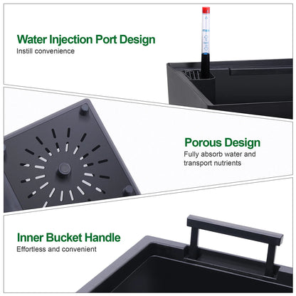 Rectangular Planters Set of 2, Large Plant Pots with Drainage- 16in. or 22.5 in