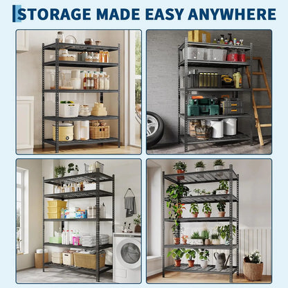 Garage Shelving - 2200 LBS Extremely Sturdy, Adjustable Metal Shelving 5 Tier Storage Shelves