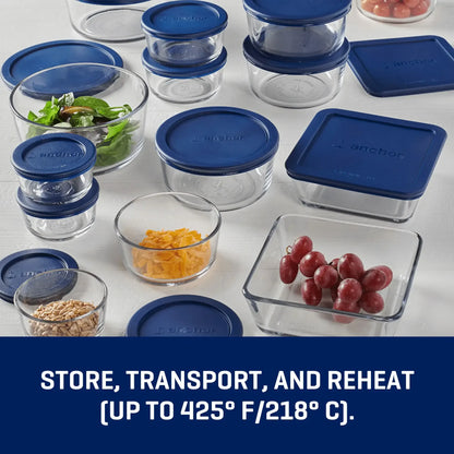 30 Piece Glass food storage containers with lids, dishwasher and microwave safe