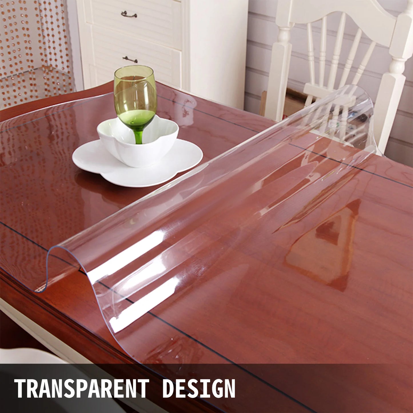 PVC Tablecloth Transparent 1.5mm- 2mm Waterproof/Oilproof Plastic Cover