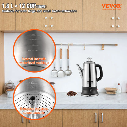 12-Cup Electric Percolator Coffee Pot w/ Keep Warm Function