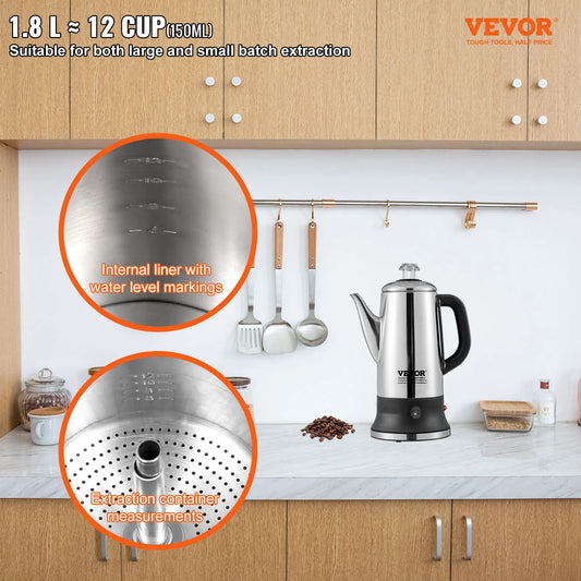 12-Cup Electric Percolator Coffee Pot w/ Keep Warm Function