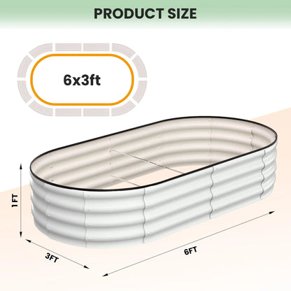 2-Pack Oval Galvanized Steel Raised Garden Bed- Open Base/Safety Edge