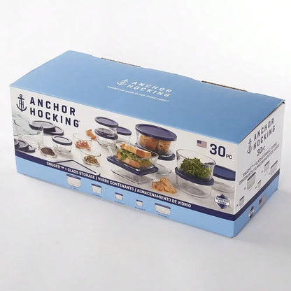 30 Piece Glass food storage containers with lids, dishwasher and microwave safe