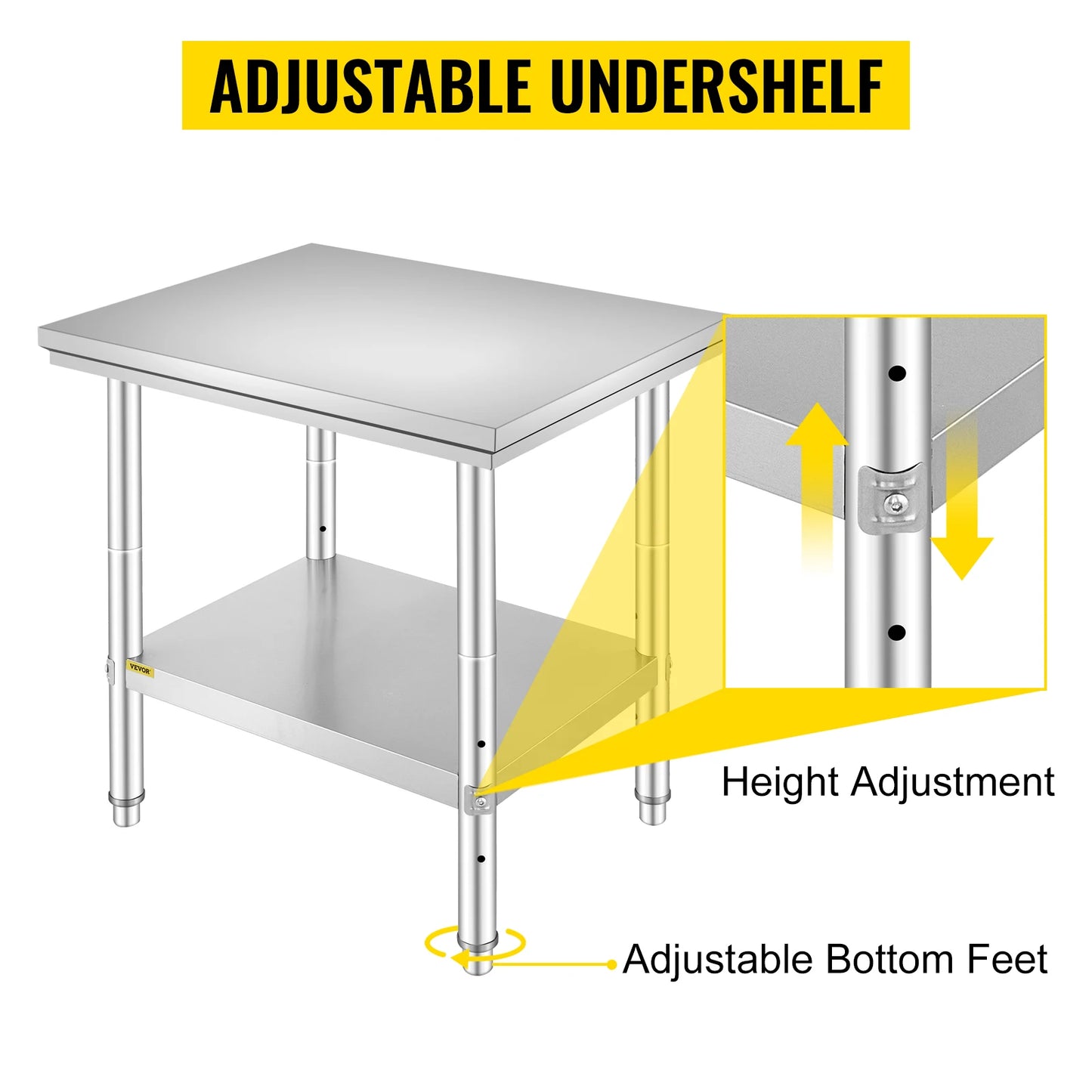 Stainless Steel Kitchen Work Bench w/Undershelf