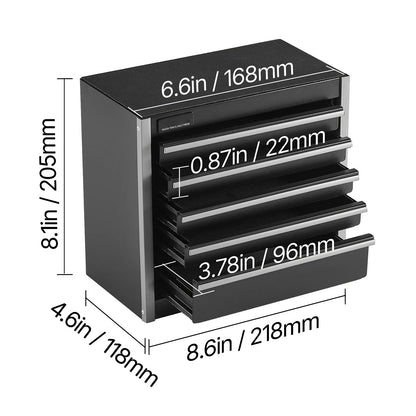 5-Drawer 8.6in Red/Black Metal Portable Small Tool Chest