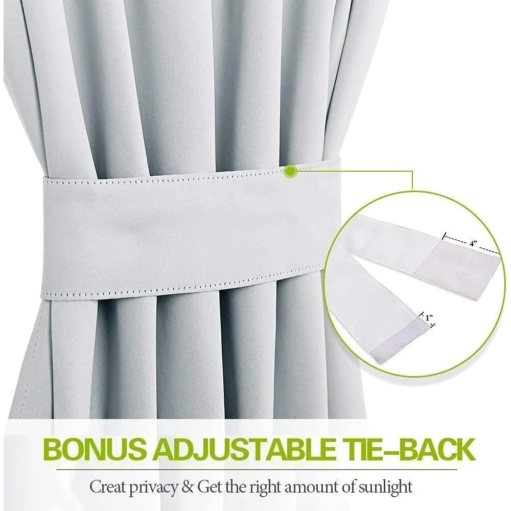 Light Blue Double Pinch Pleated Curtains Set