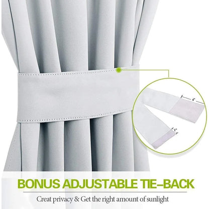 Light Blue Double Pinch Pleated Curtains Set