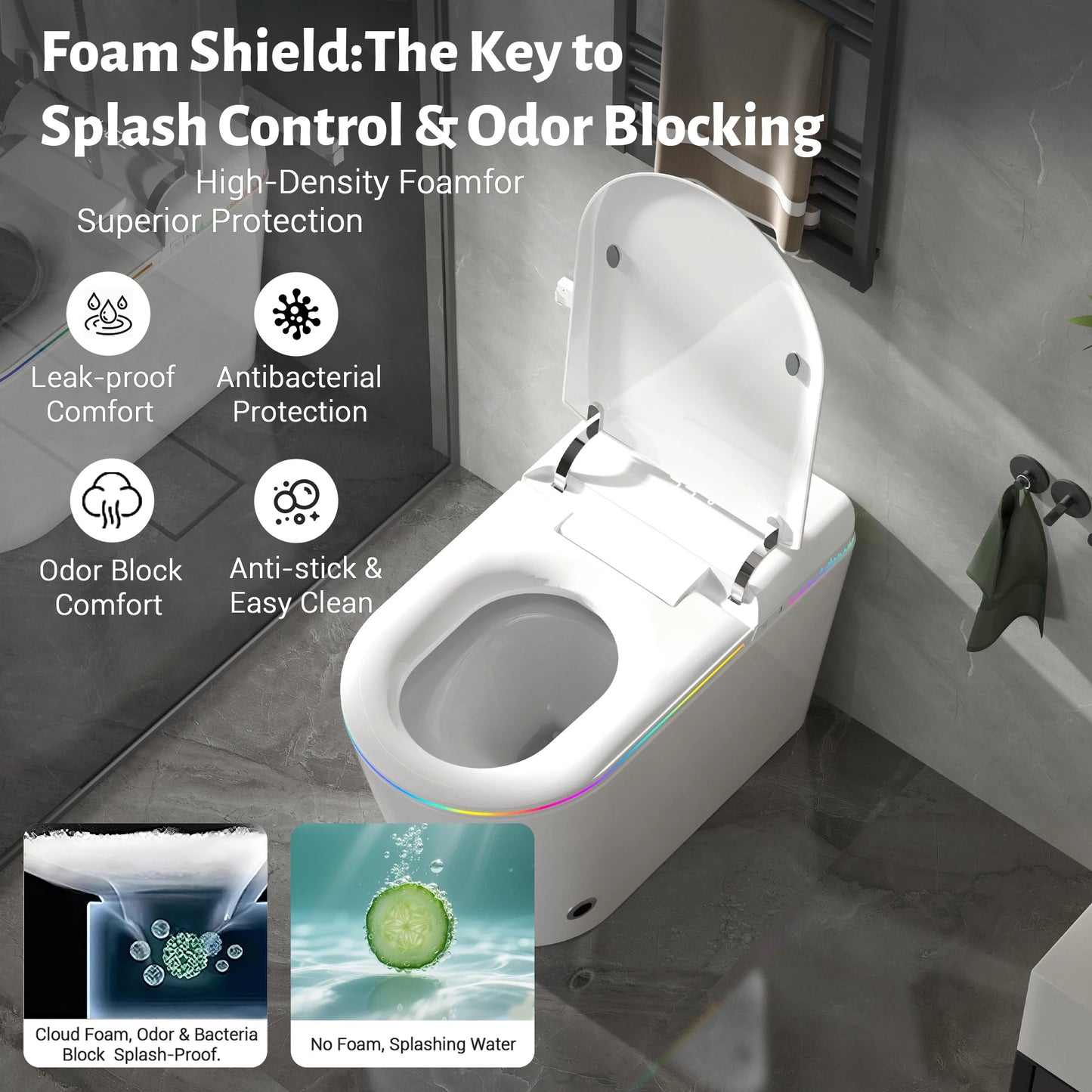 Smart Bidet Toilet-Heated Seat, Self-Cleaning, LED Display, Remote Control