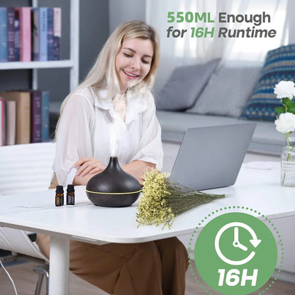 Oil Diffuser, 550ml Aromatherapy BPA-Free Essential Oil