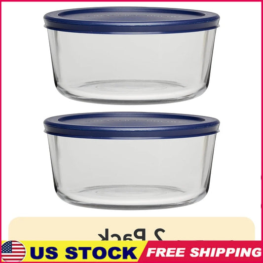 2 Pack 7 Cup Glass Food Storage Containers with SnugFit Lid Microwave Dishwasher