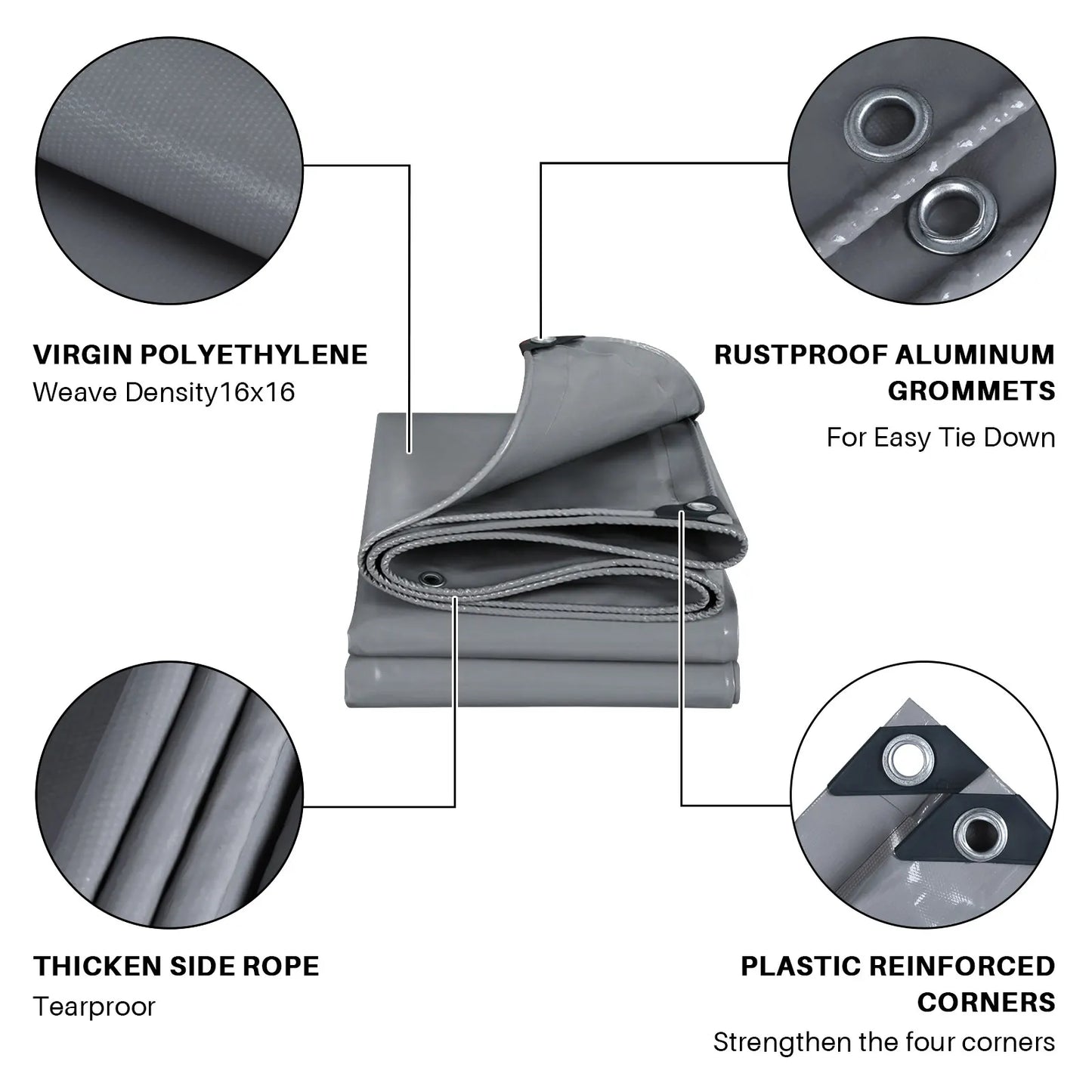 Waterproof Heavy Tarpaulin Tarp Sheet Cover with Reinforced Grommets