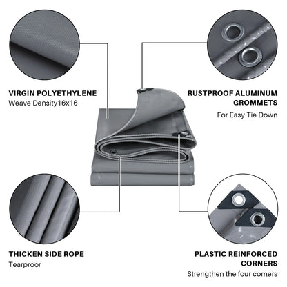 Waterproof Heavy Tarpaulin Tarp Sheet Cover with Reinforced Grommets
