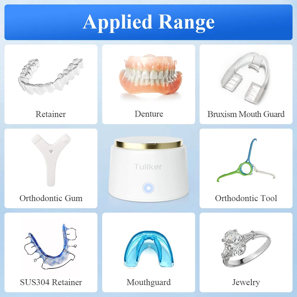 Household Ultrasonic Retainer Cleaner w/UV Light-Denture/Jewelry/Braces Cleaning