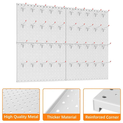 Metal Pegboard Panels and Hooks for Garage, Workbench, Shop, Shed Tool Organizer