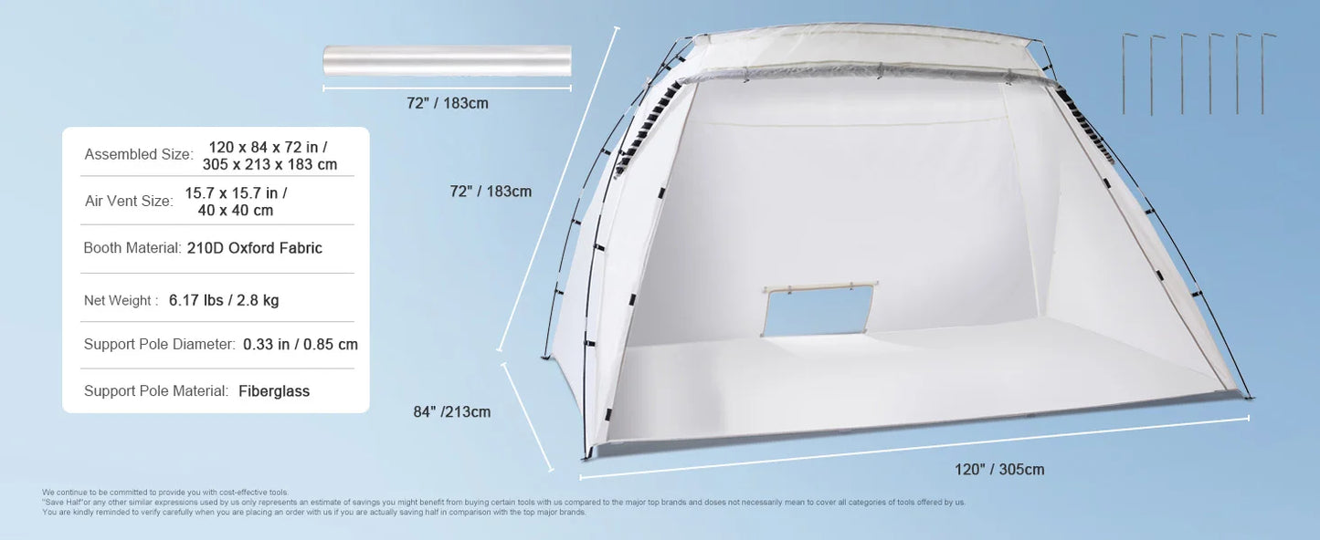 Portable Paint Booth/Shelter 7.5x5.2x5.2/10x7x6ft