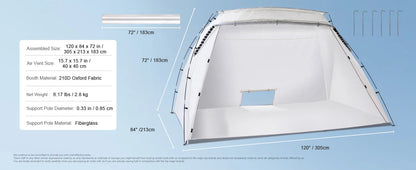 Portable Paint Booth/Shelter 7.5x5.2x5.2/10x7x6ft