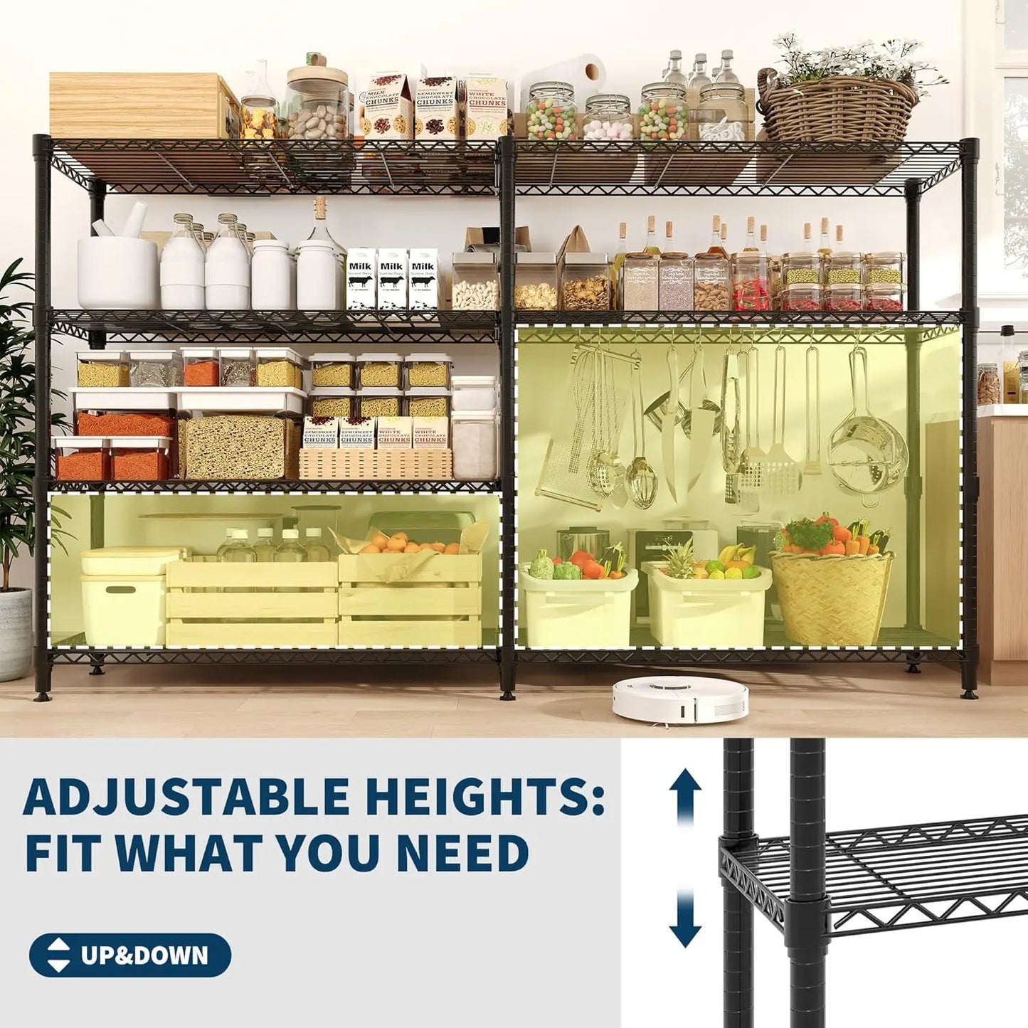 Heavy Duty Storage Shelves 4 Tiers Metal Shelving Unit Adjustable