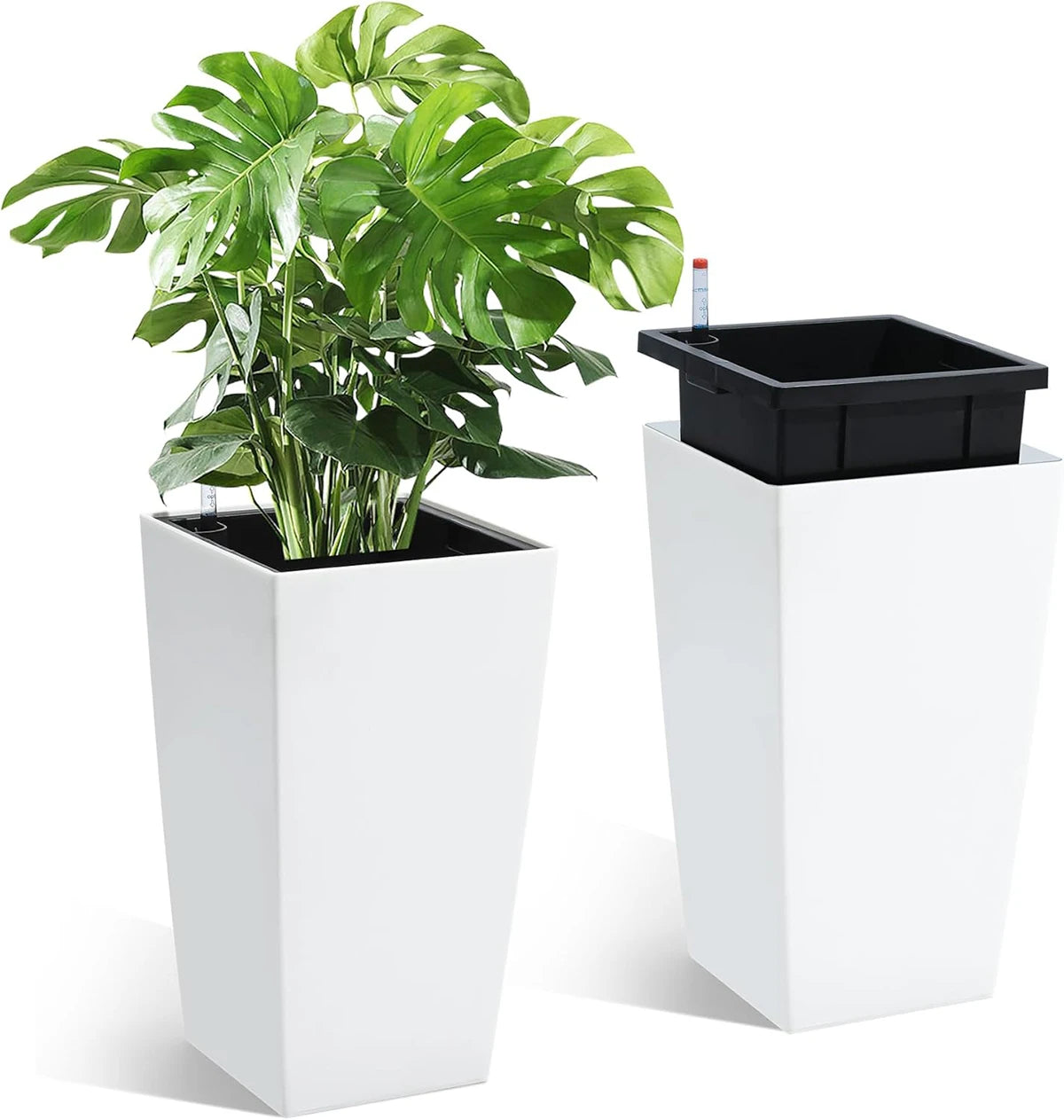 Rectangular Planters Set of 2, Large Plant Pots with Drainage- 16in. or 22.5 in