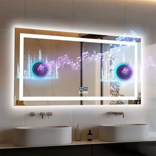 XXL Smart LED Wall Vanity Mirror Bluetooth Digital Display