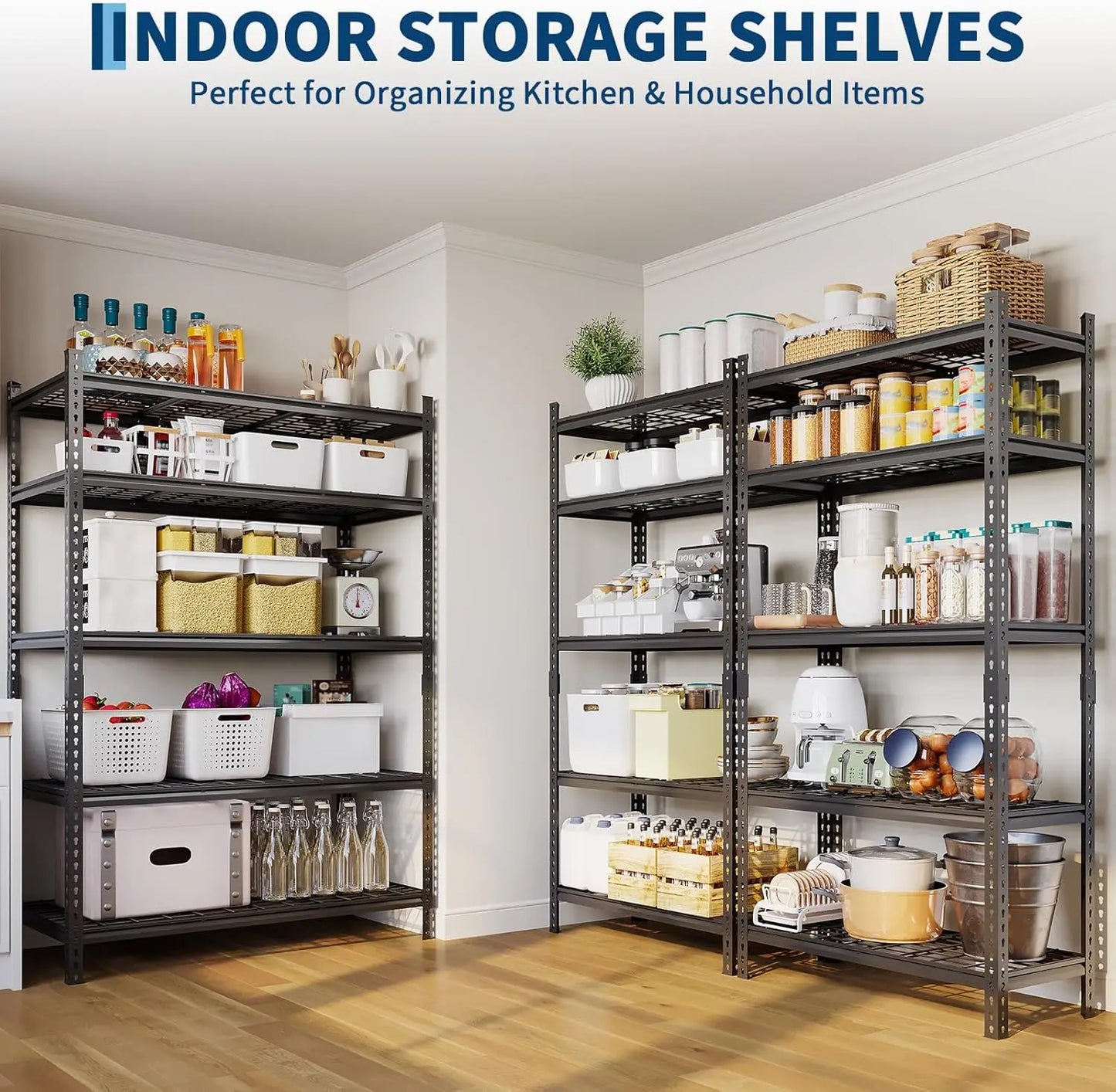 Garage Shelving - 2200 LBS Extremely Sturdy, Adjustable Metal Shelving 5 Tier Storage Shelves