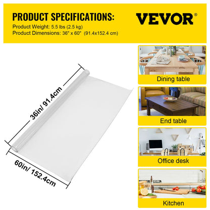 PVC Tablecloth Transparent Clear Protector Plastic-1.5mm2mm