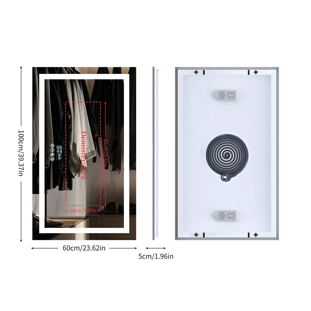 XXL Smart LED Wall Vanity Mirror Bluetooth Digital Display