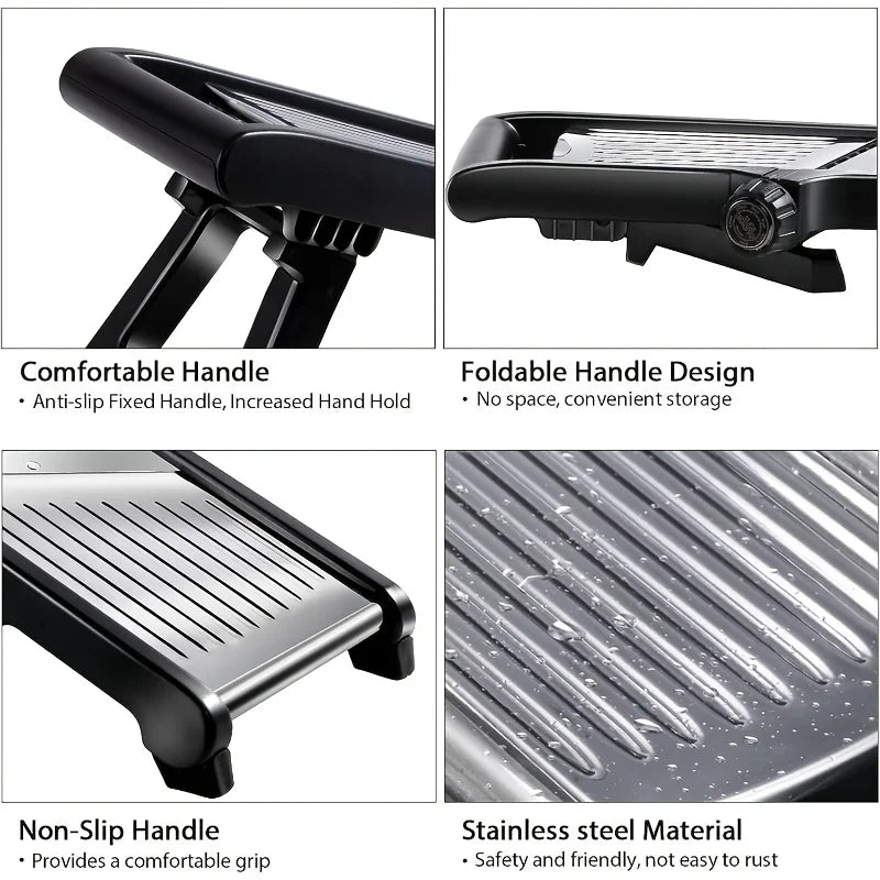 Stainless Steel Mandoline Slicer with 5 Blades & Holder