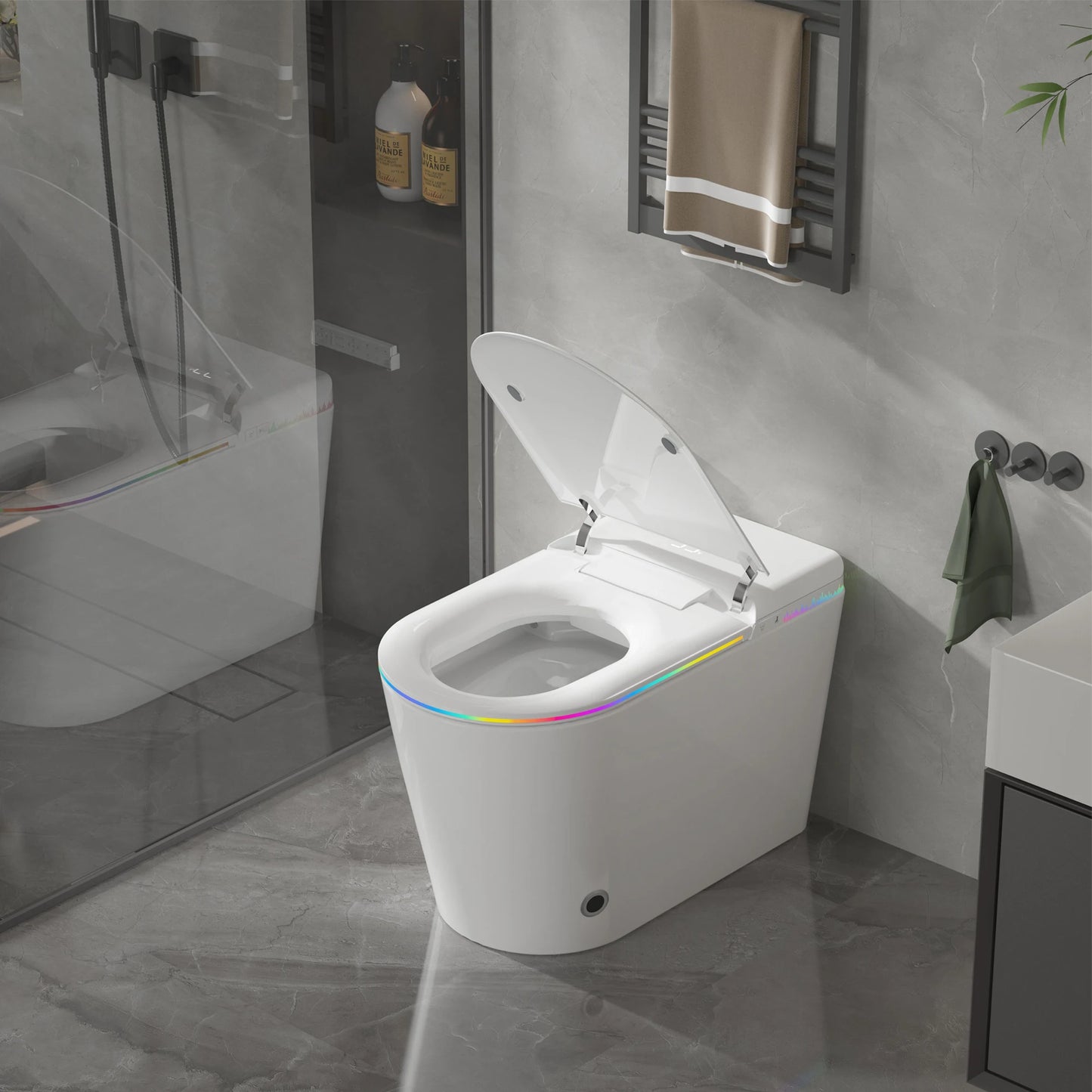 Smart Bidet Toilet-Heated Seat, Self-Cleaning, LED Display, Remote Control