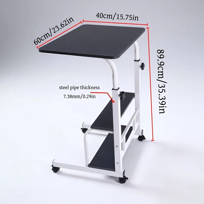 Adjustable Height Mobile Table with Lockable Wheels & Folding