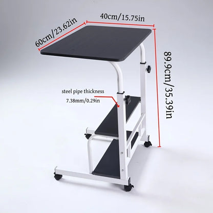 Adjustable Height Mobile Table with Lockable Wheels & Folding